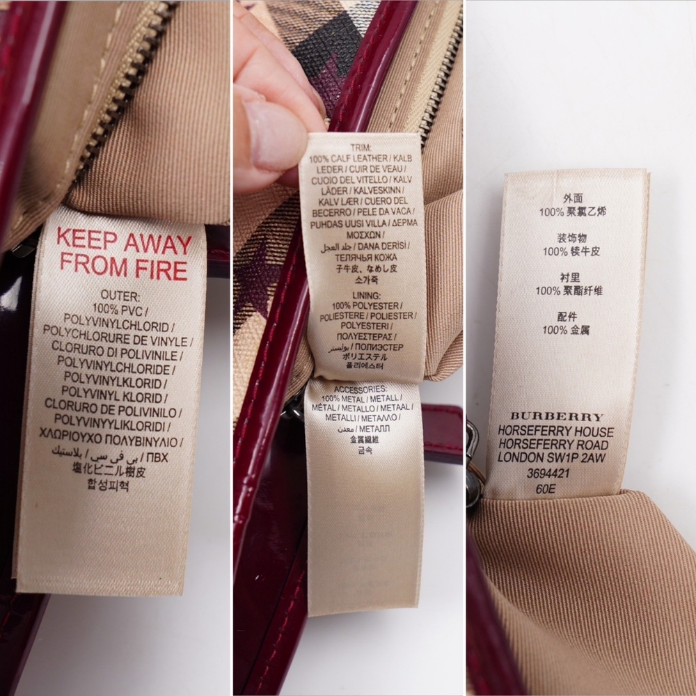 AI07❤️ BURBERRY Patent Supernova Check Stars Nickie Tote - Picture 11 of 14